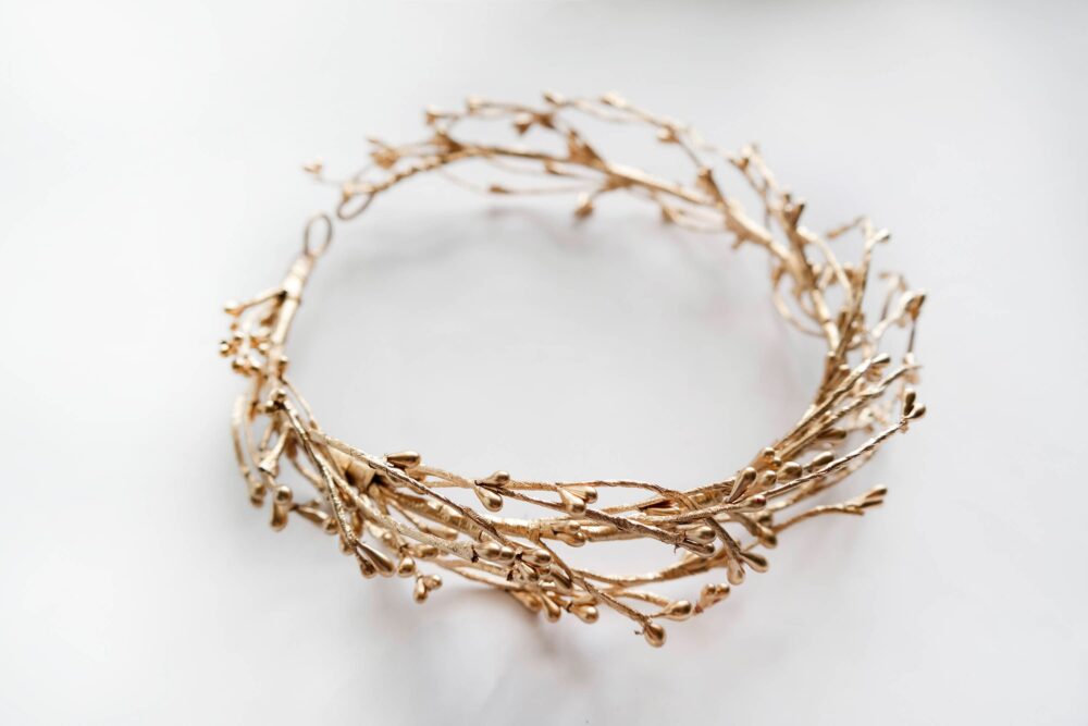 Gold Headpiece Twig Crown Wedding Bridal Hairpiece Bohemian Headband Greek Hair Piece