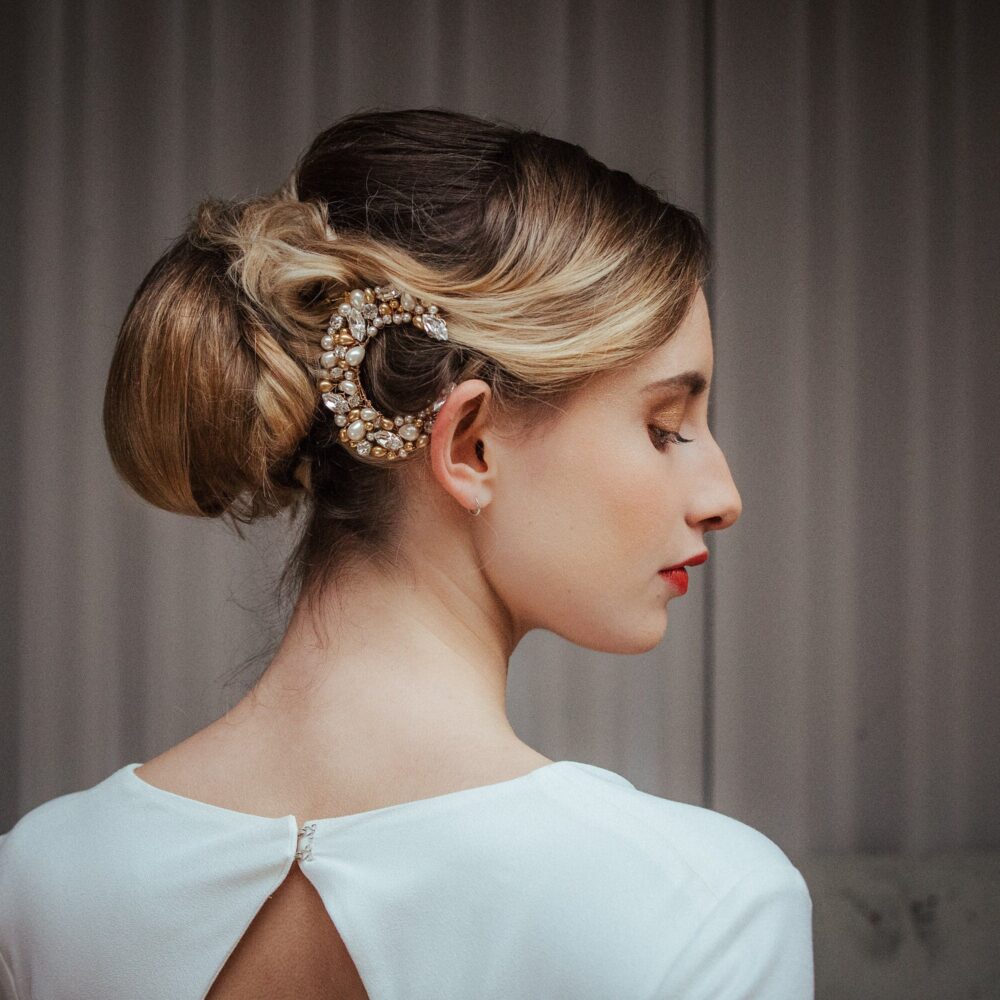 Gold Bridal Hair Accessories, Celestial Wedding Accessory, Moon Headpiece, Boho Bridal Headband, Bohemian Comb, Silver Comb