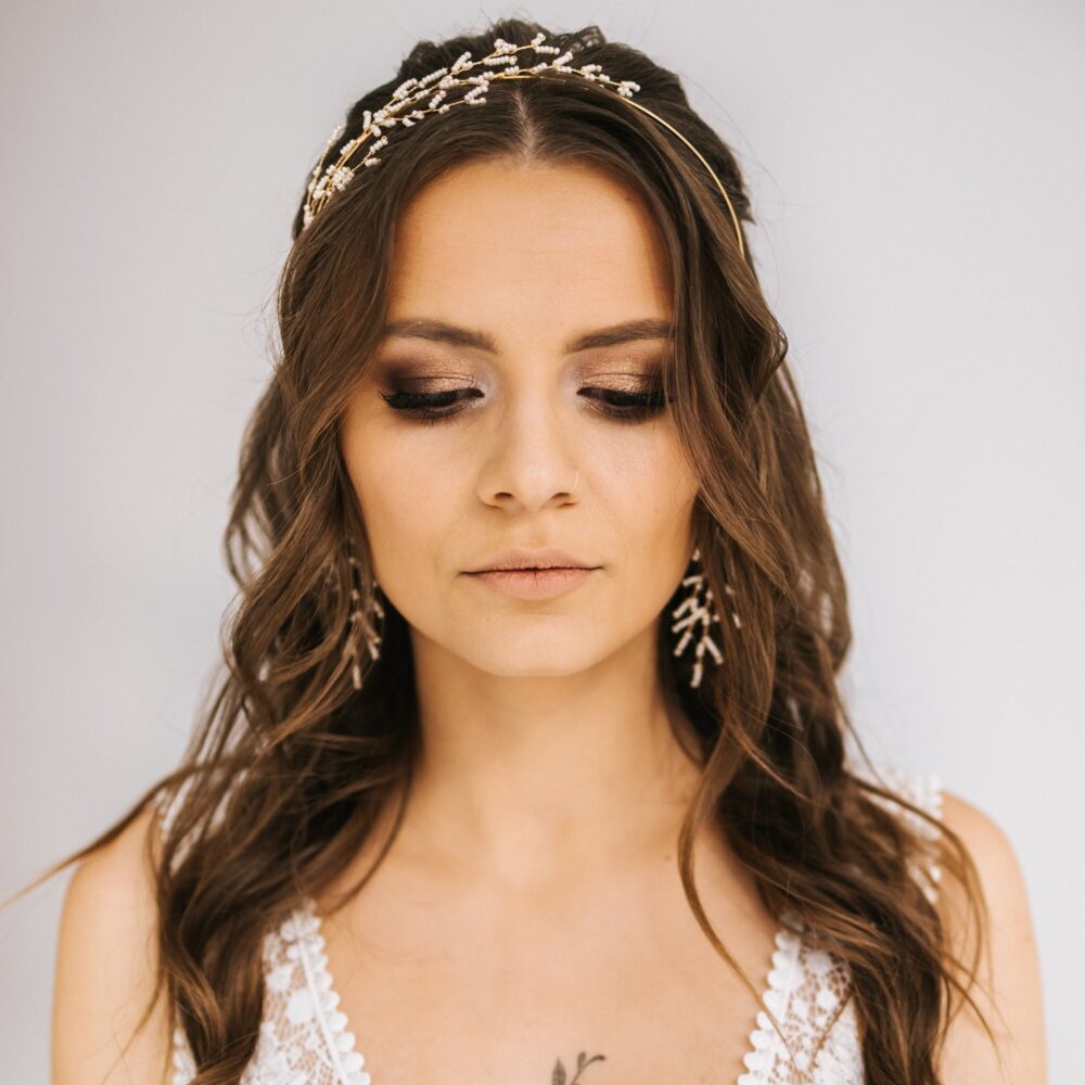 Gold Rustic Wedding Headpiece Gold Bridal Headband Rustical Hairaccessory Bohemian Boho