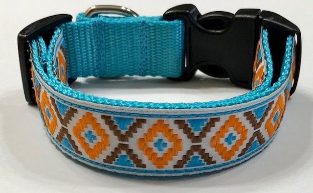 Dog Collaraztec/Southwestern 12 Diamond Design Jacquard Ribbon, Adjustable Collar, Pet Supplies/Accessories, Veterinary Gift/Accessories