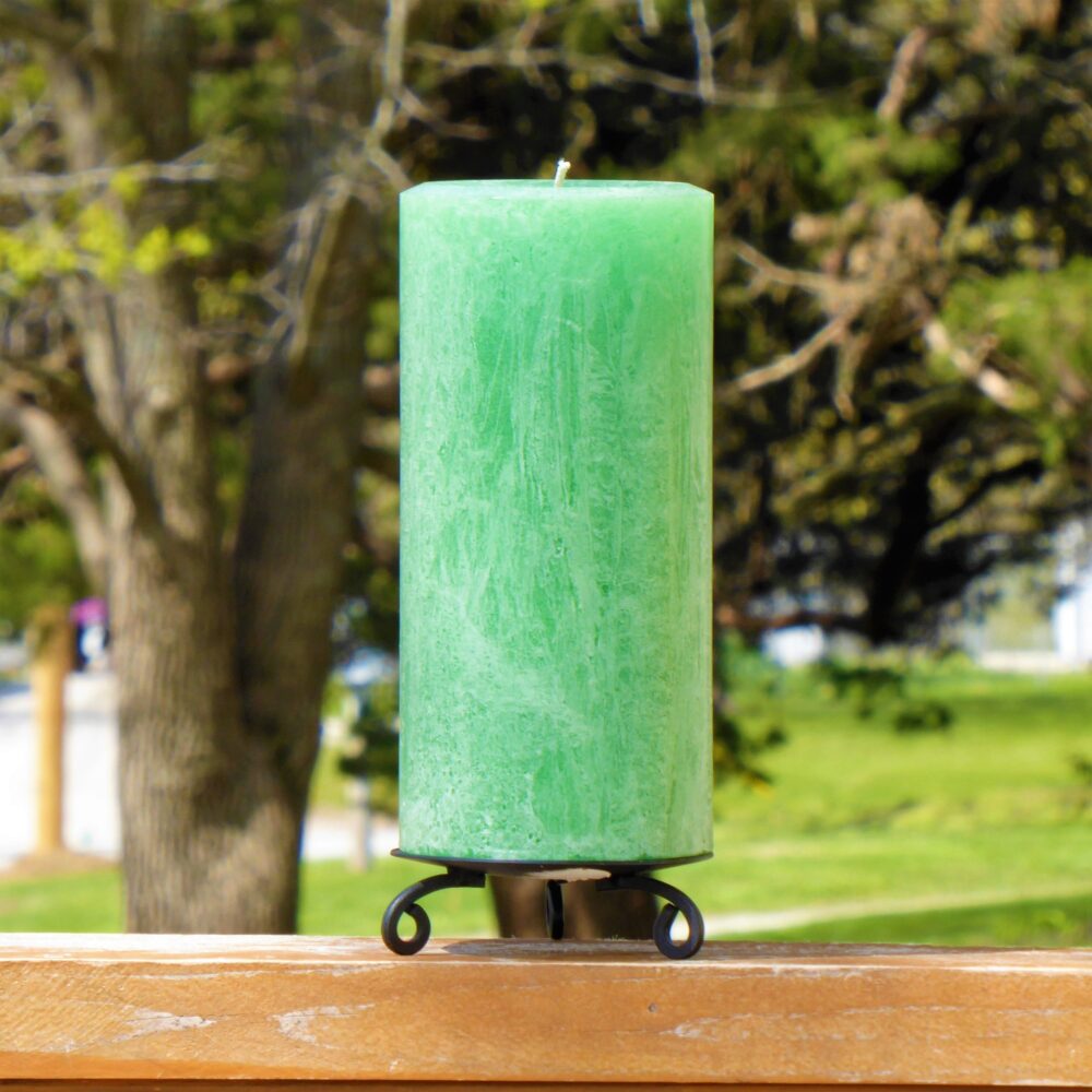 Handmade Light Green Pillar Candle Rustic Unscented Textured Candle