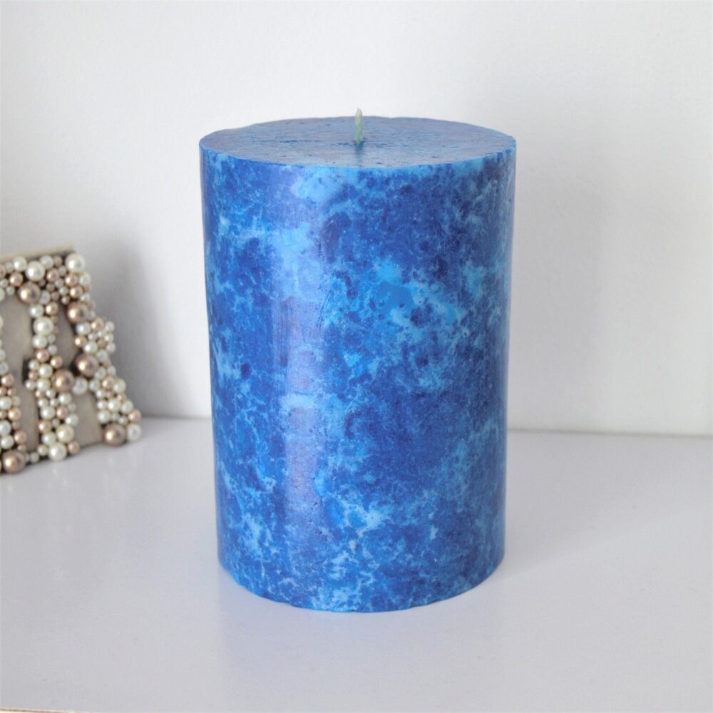 Classic Blue Pillar Candle. Unique Candles. Decorative Candles For Classic Decor. Choose A Size