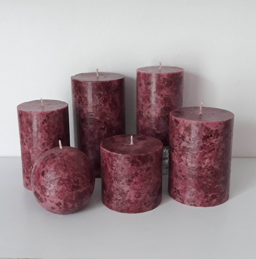 Burgundy Decorative Candles. Unique Pillar Candles For Home Decor. Choose A Size