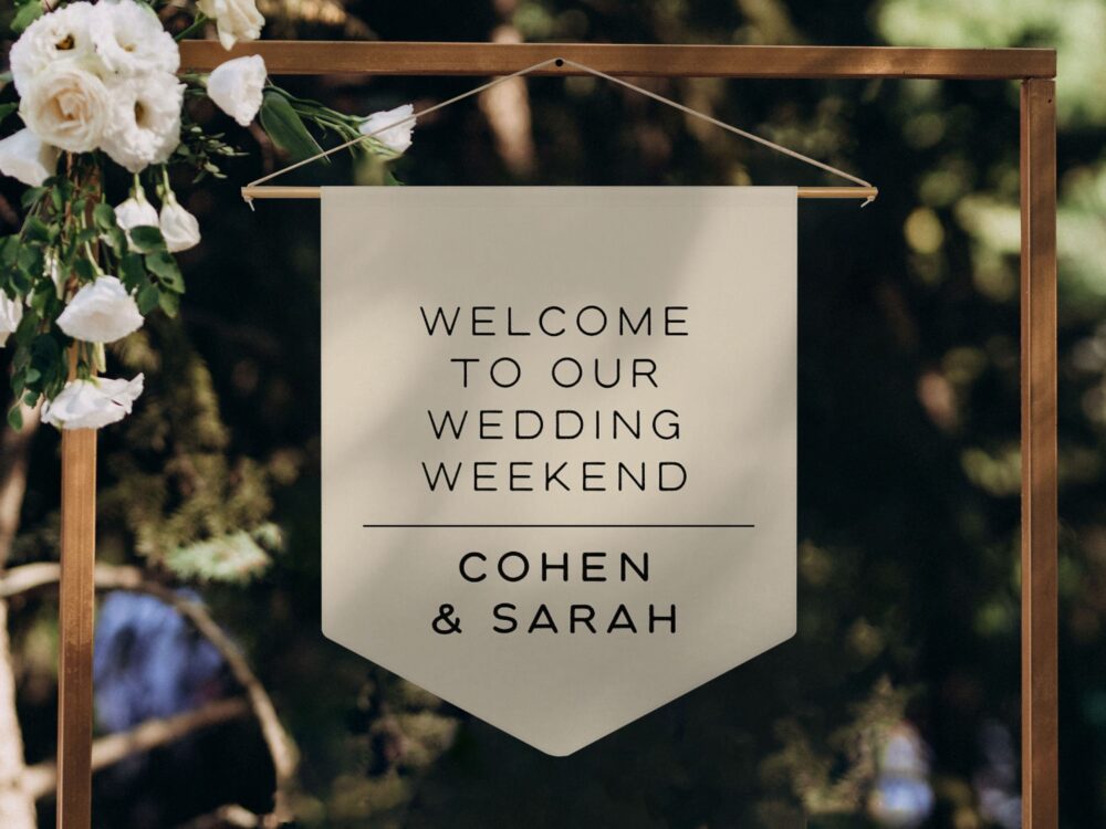 Custom Wedding Banner | Pennant Personalized Welcome Wall Day Decor Marriage Gift Sign Canvas Flag