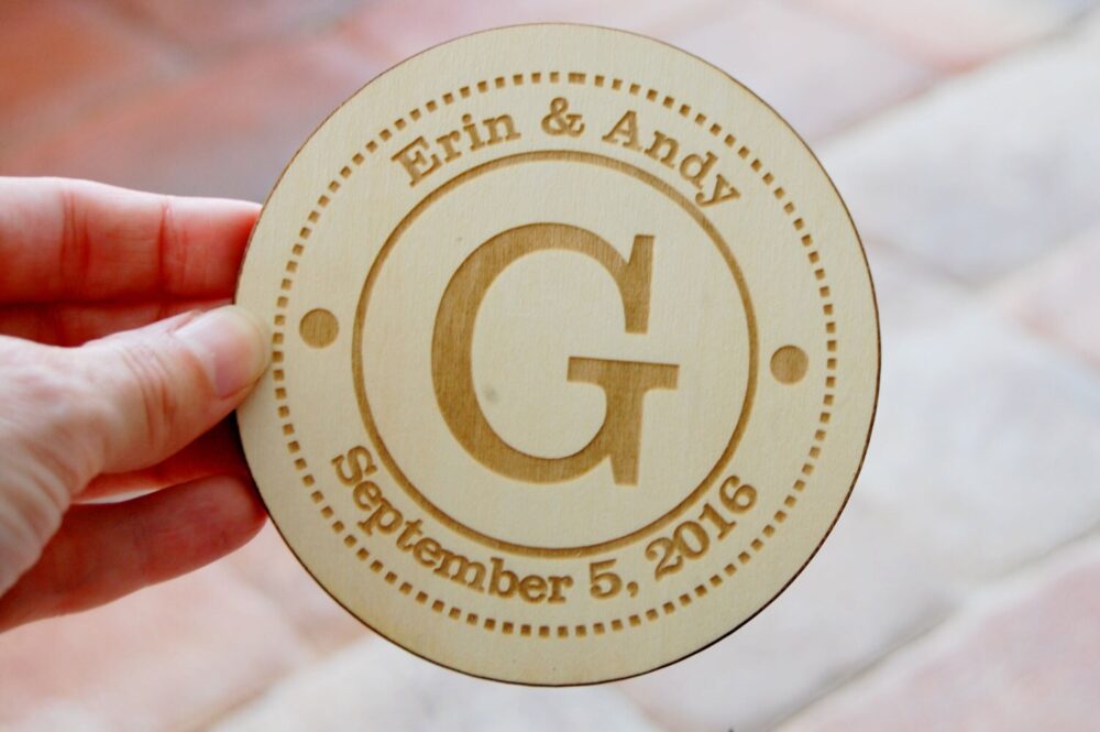 Personalized Wedding Favors, Engraved Wood Coasters, Custom Gift, Bridal Shower Favor, Housewarming Monogram Coasters