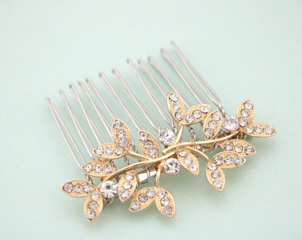 Rose Gold Wedding Hair Comb, Crystal Bridal Piece Small Hair Clip Bridesmaid Piece Jewelry
