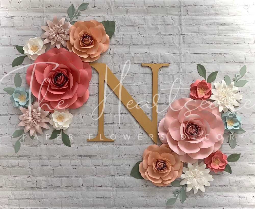 Boho Colors Paper Flowers - Pink, Coral, Peach, Free Customization, Nursery Wall Decor, Girls Room Decor Customizable Decor