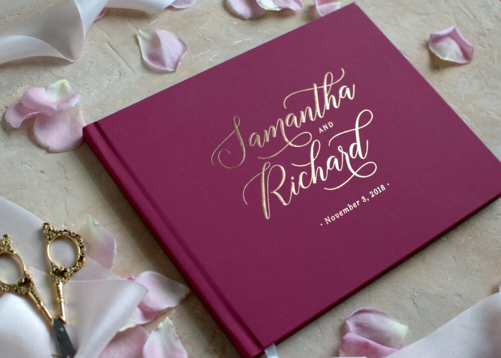 Burgundy Wedding Guest Book, Marsala Book, Maroon Custom Personalized Photo Book