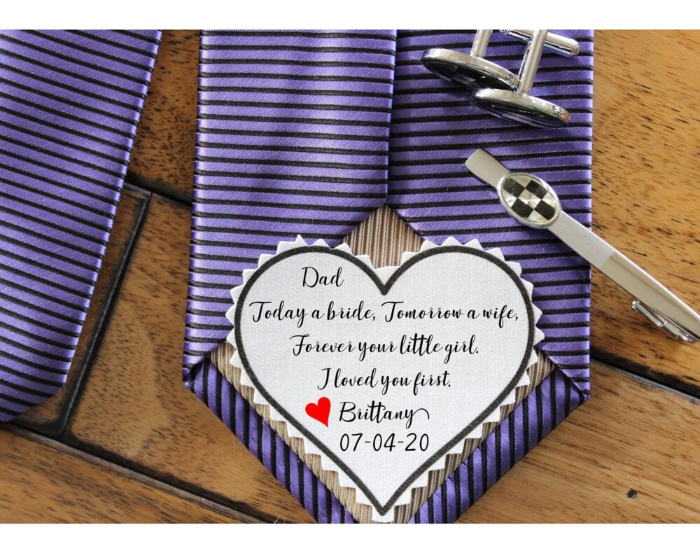 Personalized Wedding Tie Patch For Father Of The Bride Gift, Printed Patch, Label, Heart Shaped, Gift-[T5]