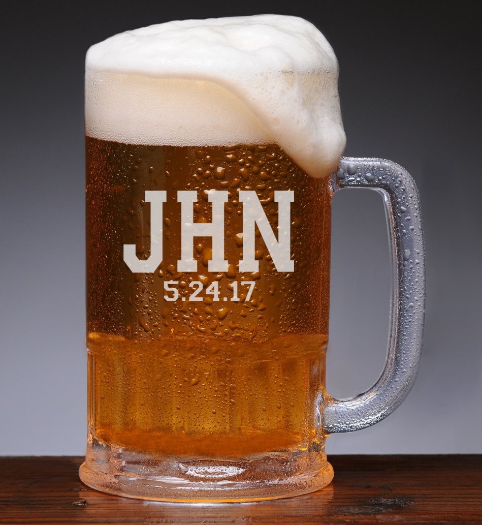 Etched Groomsmen Beer Mugs, Wedding Party Gift, Personalized Glasses, Gifts, Favors, Best Man