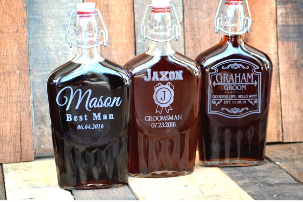 Groomsmen Flask, Mens Wedding Gift, Personalized Whiskey Decanter, Custom Engraved Husband Boyfriend Holiday Gift