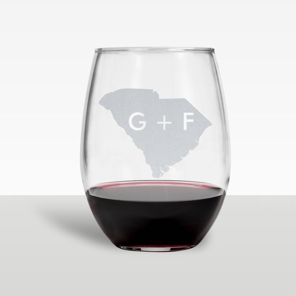 Wedding Wine Glass - Choose Your State Custom Couples Personalized Glasses Gift Engagement