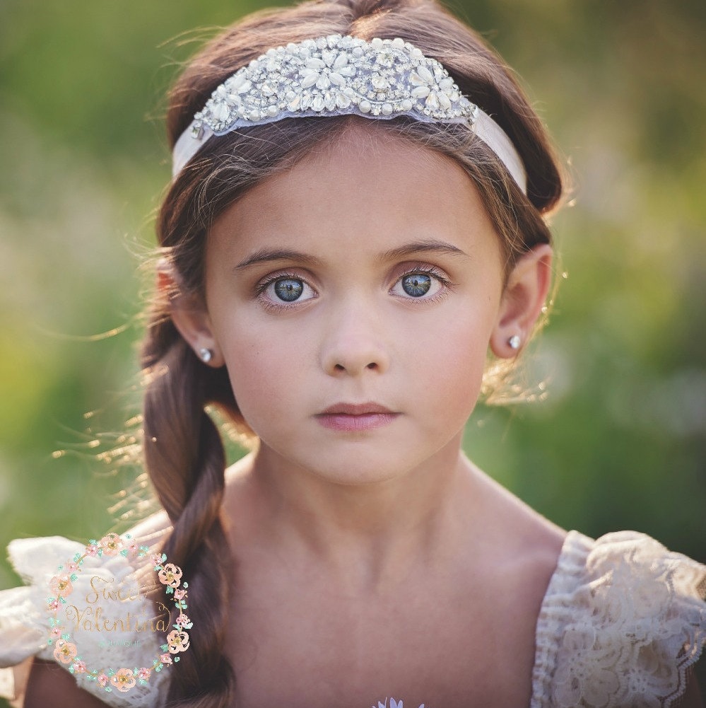 Flower Girl Headband, Rhinestone Bridal Crystal Gatsby Headband, Bling Wedding Headband, Baby Headband