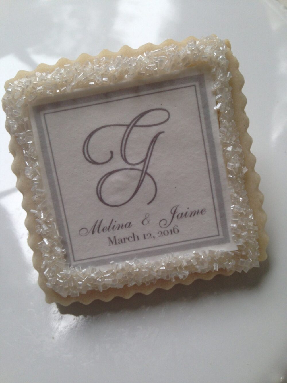 Custom Wedding Cookie Favors Gray Script Graphic 1 Dozen