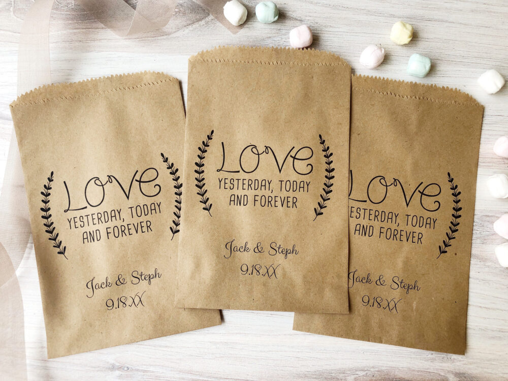 Wedding Cookie Bags - Candy Buffet Sacks Custom Favors Goody Personalized Printed Treat Bag Pks Of 25