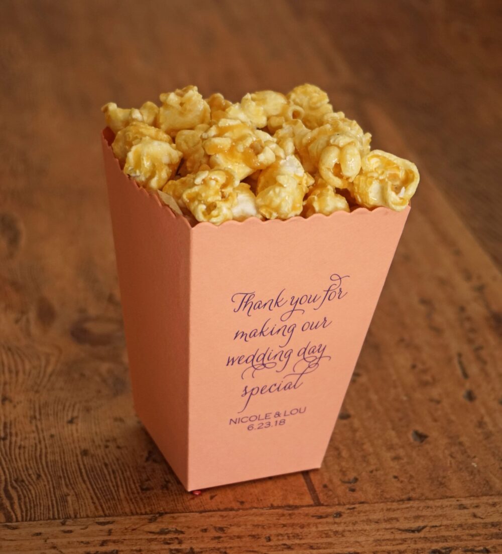 Mini Popcorn Wedding Favor Box - Coral/Peach Custom Printed Boxes Bar