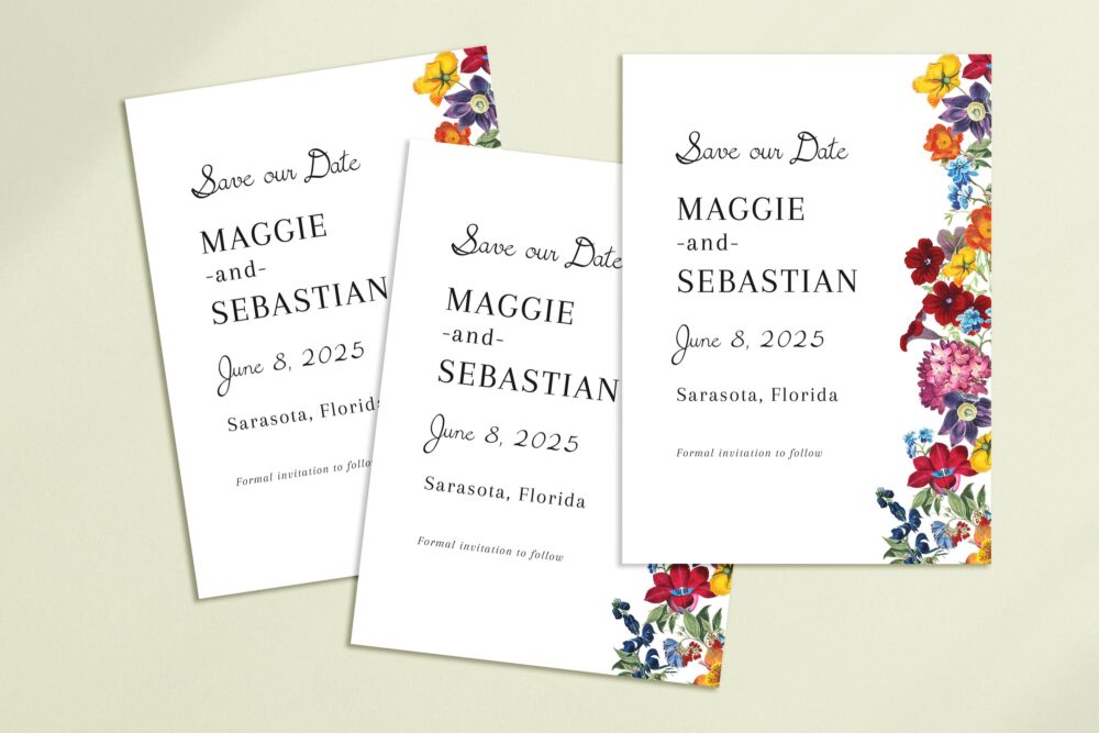 Floral Save The Date Card Moody Fall Flowers Invitation, Burgundy, Navy