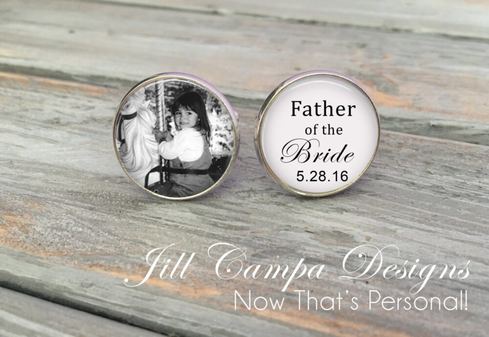 Father Of The Bride - Father Bride Cufflinks Photo Cuff Links Bride Gift Wedding