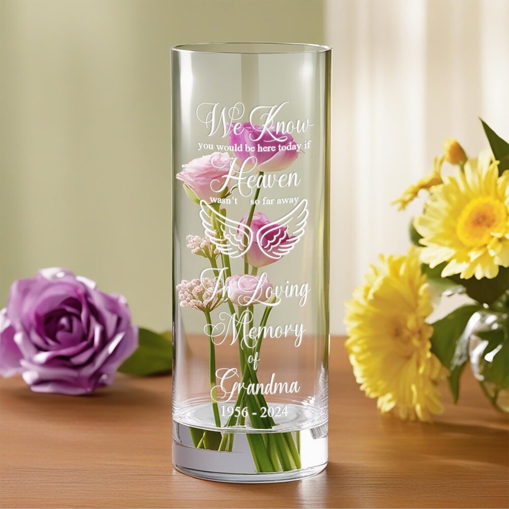 In Loving Memory Vase | Engraved Memorial Cylinder & Floating Wedding Candle - Personalized Remembrance Décor Glfc41