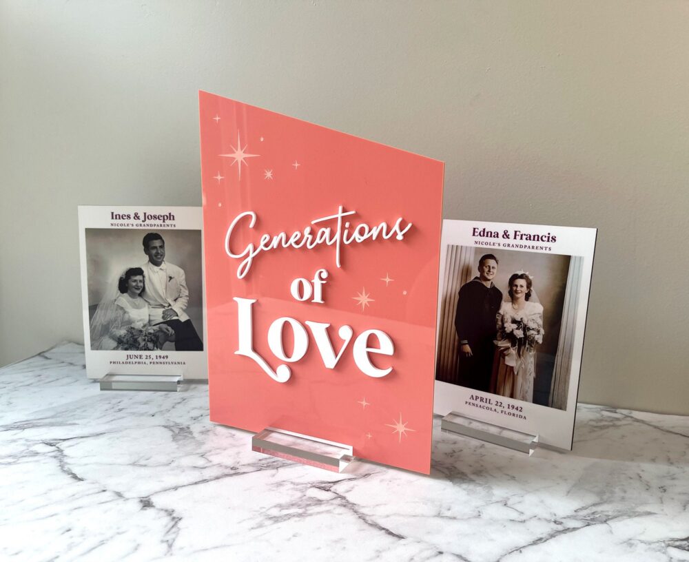 Custom Memory Table Sign | Generations Of Love Family Photos Wedding Decor Personalized Memorial