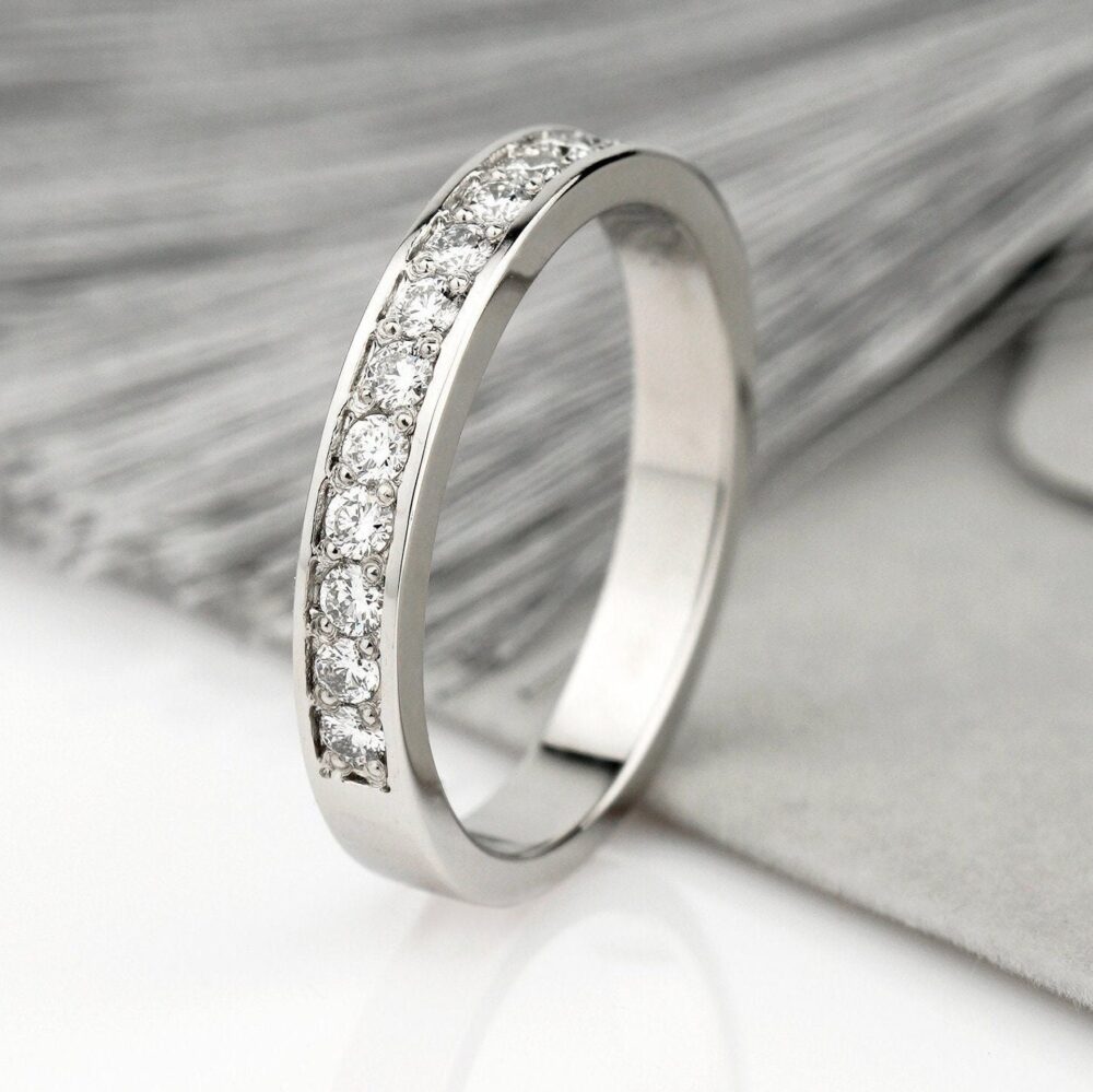 Women's Platinum Wedding Band. Platinum Diamond Ring. Eternity Wedding Ring Women. For Her
