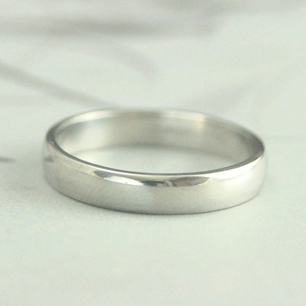 Men's Platinum Band Ring 4mm Rounded Plain Jane Wide Wedding Thick
