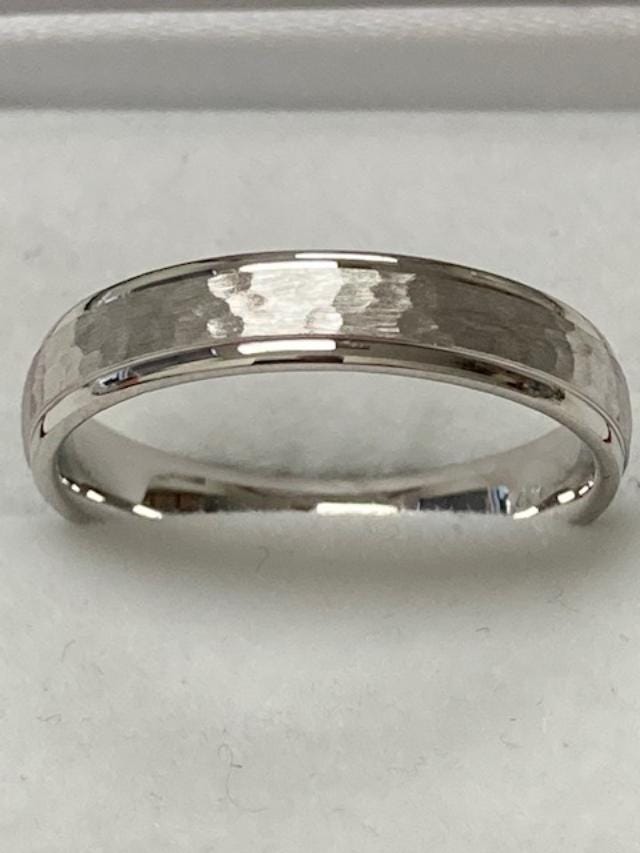 Platinum Wedding Bands, Rings 4mm Hammered Finish Mens Or Womens For Men