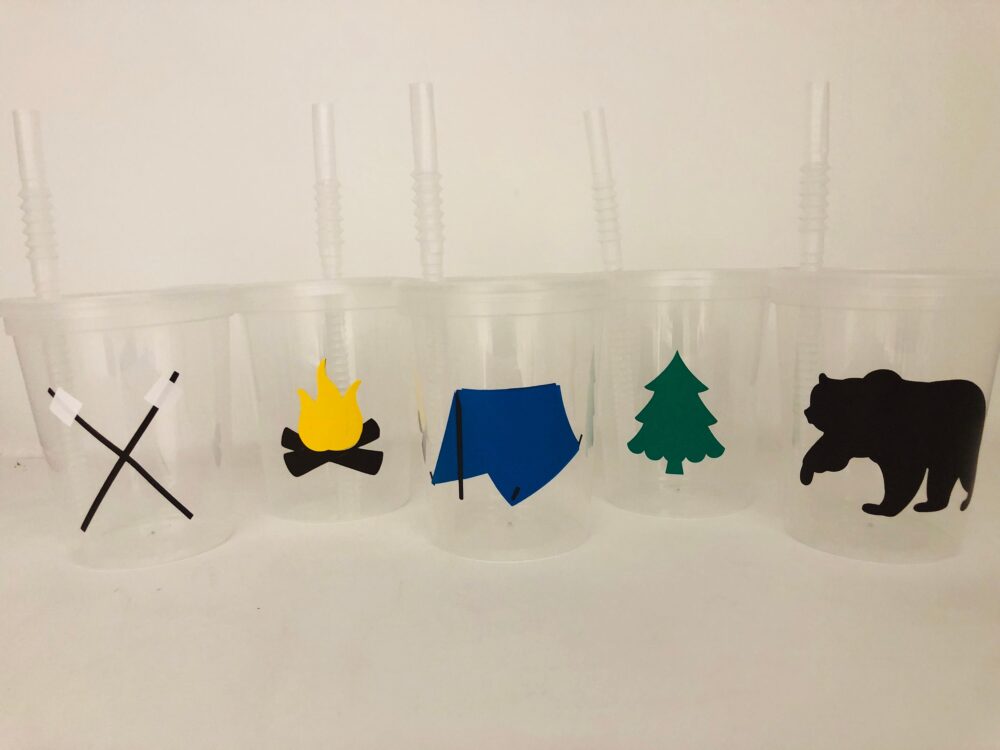 Camping Party Favors, Birthday Cups, Smore Bear Cups, Outdoor Tent Adventure