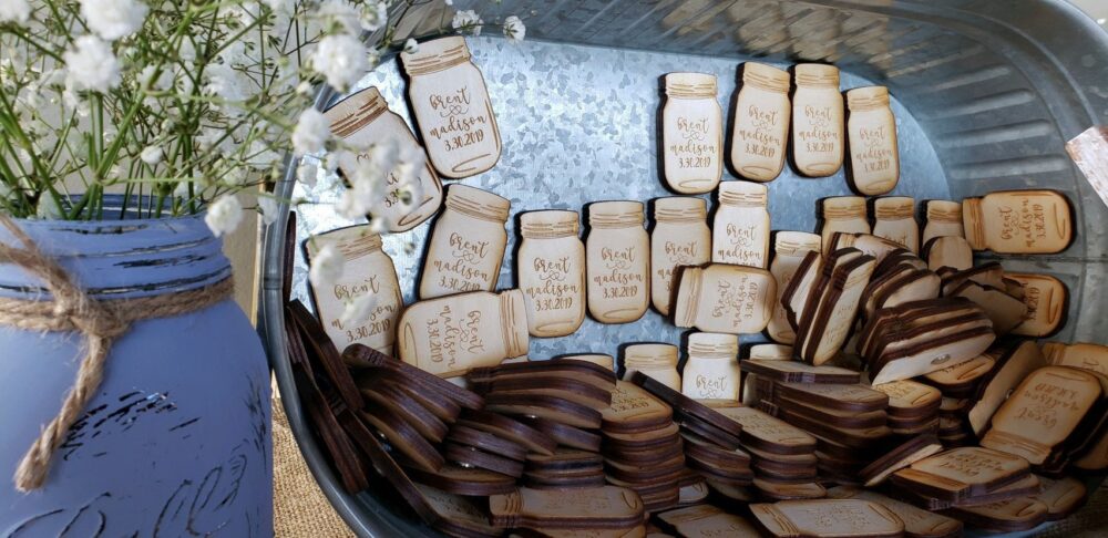 Mason Jar Magnets | Wedding Favors Bride & Groom Gifts Guest Reception Day Save The Date