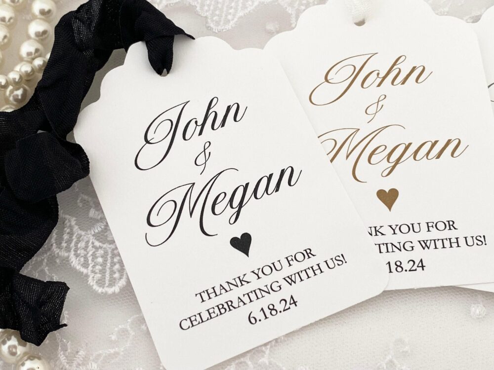 Personalized Wedding Favor Tags Bride & Groom Names