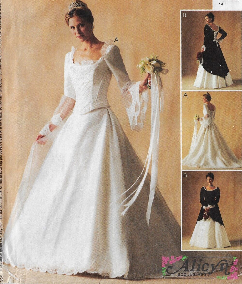 Alicyn Womens Two Piece Wedding Gown Peplum & Sleeve Variations Mccalls Sewing Pattern 3449 Size 14 16 18 Bust 36 38 40 Ff