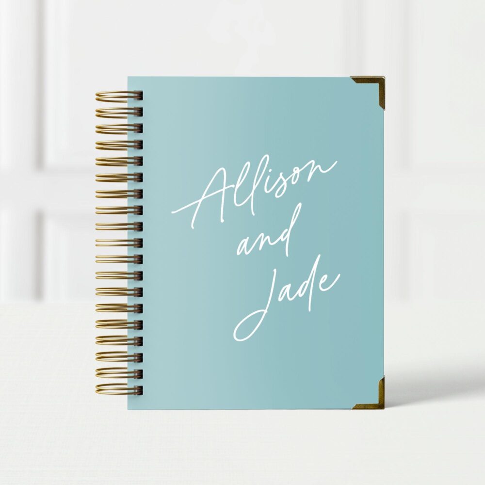 Lgbt Wedding Planner Book, Personalized Engagement Gift For Gay Couple, Custom Gender Neutral Organizer & Checklist, Modern Script