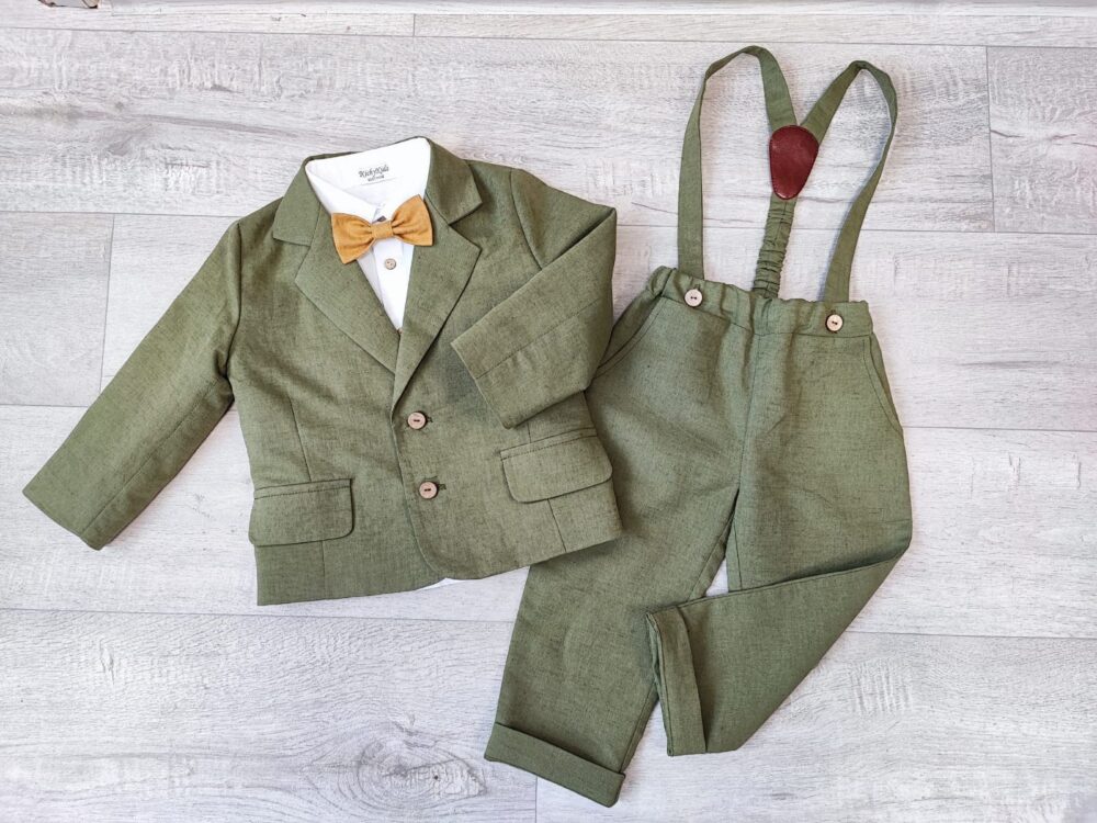 Page Boy Olive Green Suits, Ring Bearer Jacket Outfits, Jacket, Pants, Shirt