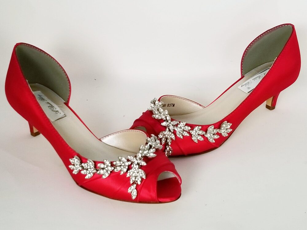 Red Wedding Shoes Crystal Vine Design Bridal Bridesmaid Pick From 100 Colors