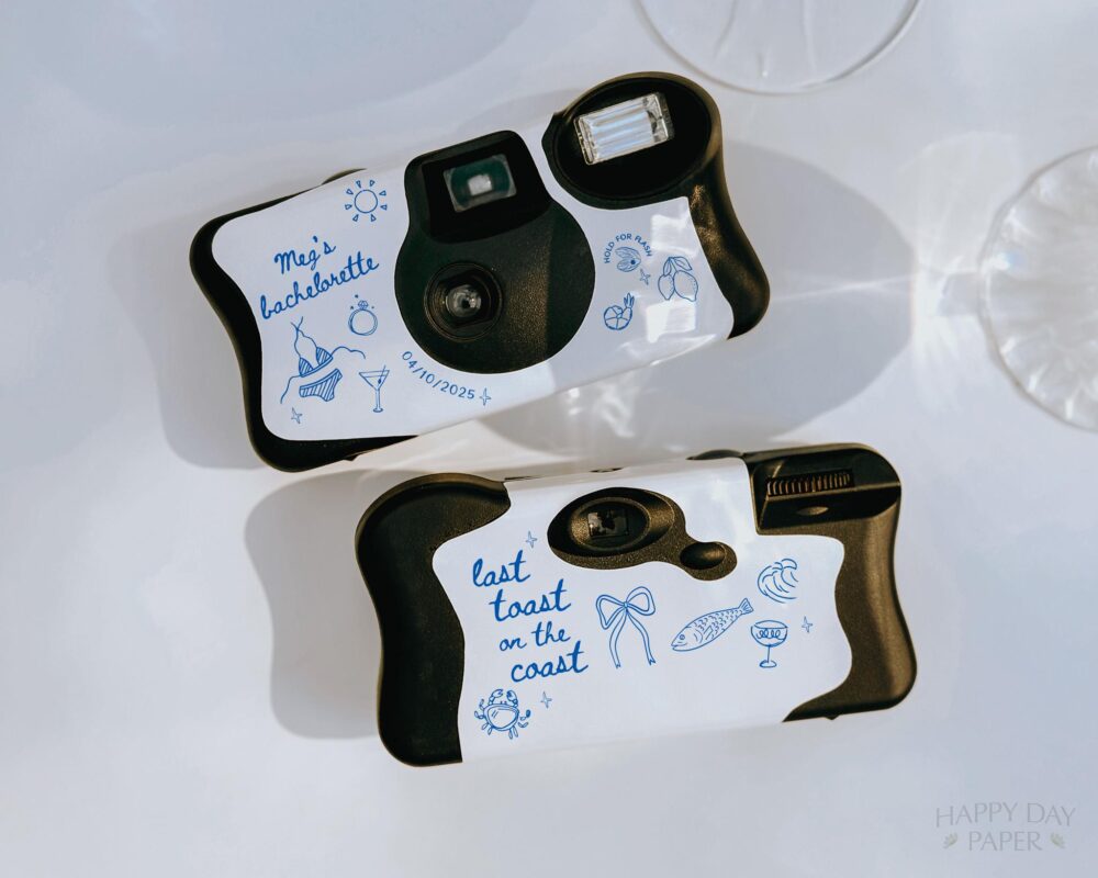 Last Toast On The Coast Wrap For Disposable Camera Bachelorette Party Label Only Printed Glossy Cover