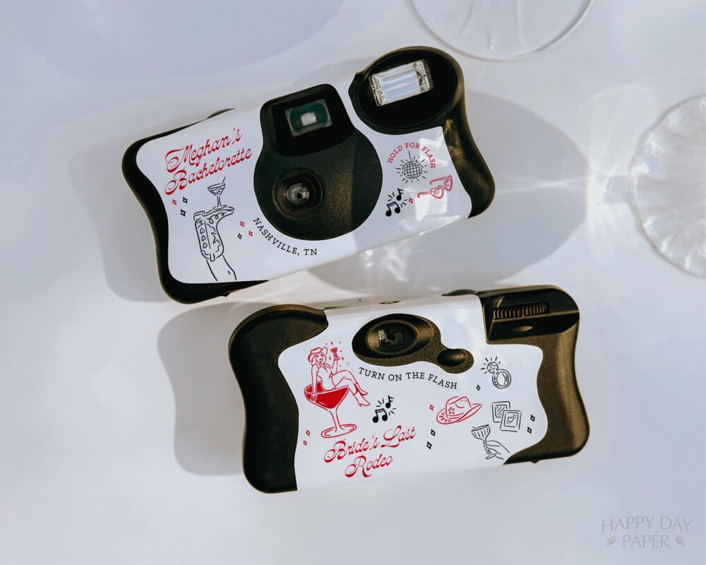 Label For Disposable Camera Country Cowboy Theme Nashville Music City Vegas Bachelorette Party Favors