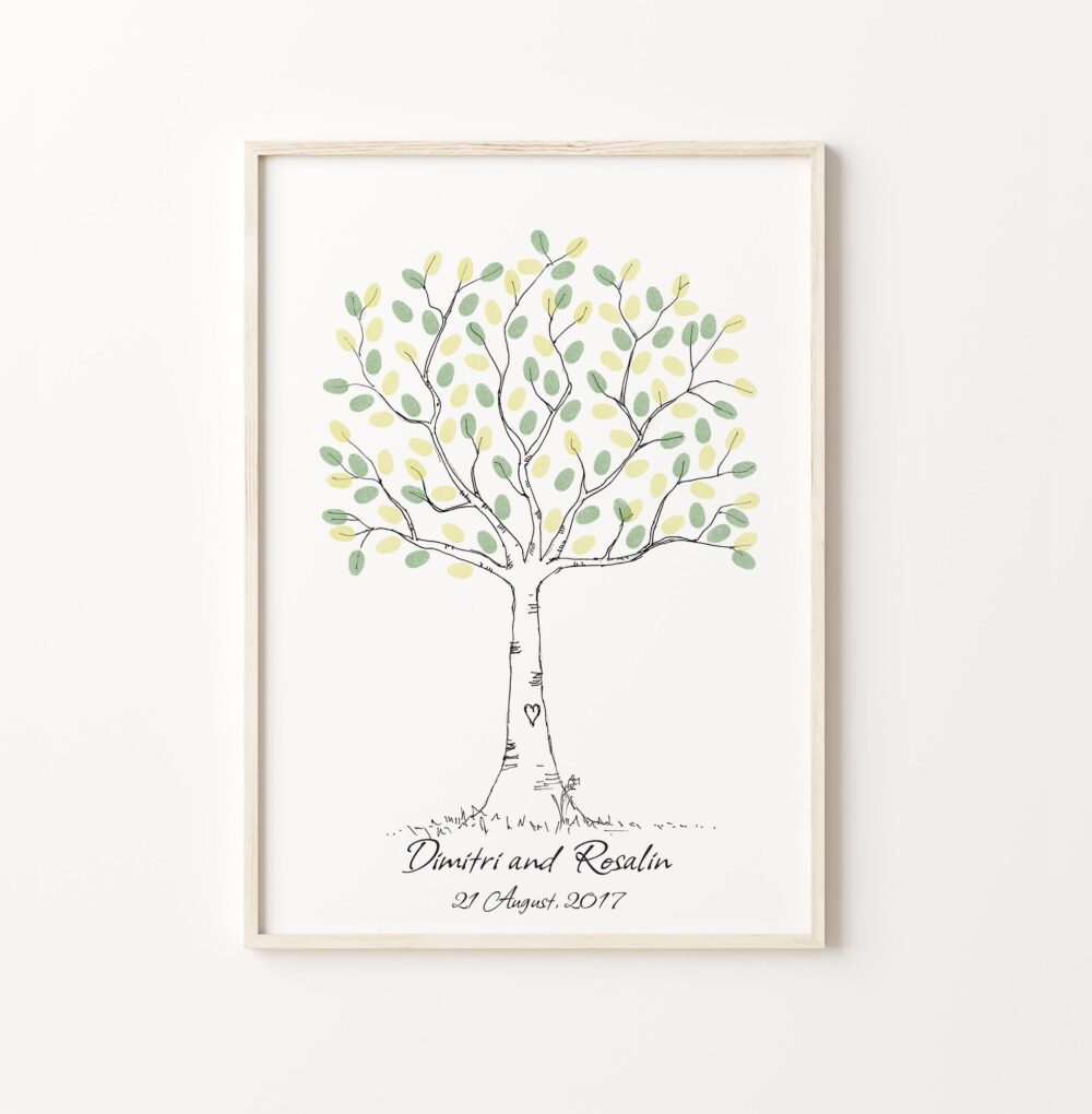 Wedding Guest Book, Printable Guest Book, Fingerprint Tree, Customizable Sketch Thumbprint Tree