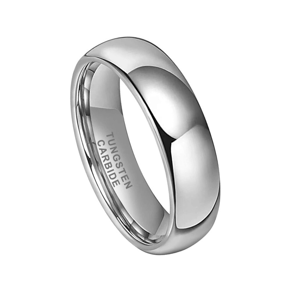 Tungsten Wedding Ring - Minimalist Silver Engagement Band Classic Plain