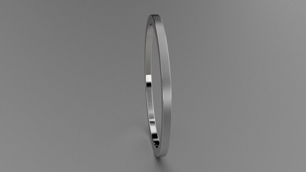 Silver 1mm Brushed Ladies Flat Wedding Band, Classic Rectangle Sterling Ring, Stacking Comfortable Anniversary Ring