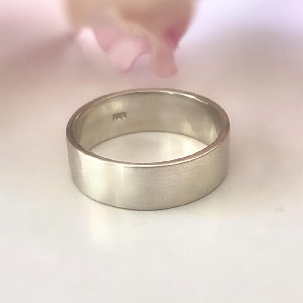 Wedding Band Ring Sterling Silver, Unisex, 6mm
