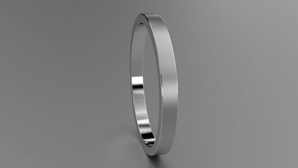 Silver 2mm Brushed Ladies Flat Wedding Band, Classic Rectangle Sterling Ring, Stacking Comfortable Anniversary Ring