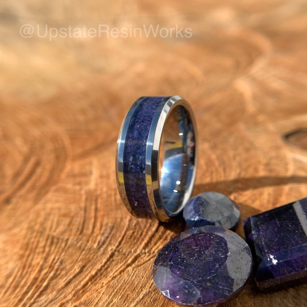 Real Sapphire Ring, Blue & Purple Sapphire, Birthstone Band, Vow Renewal Wedding Engagement Promise Band