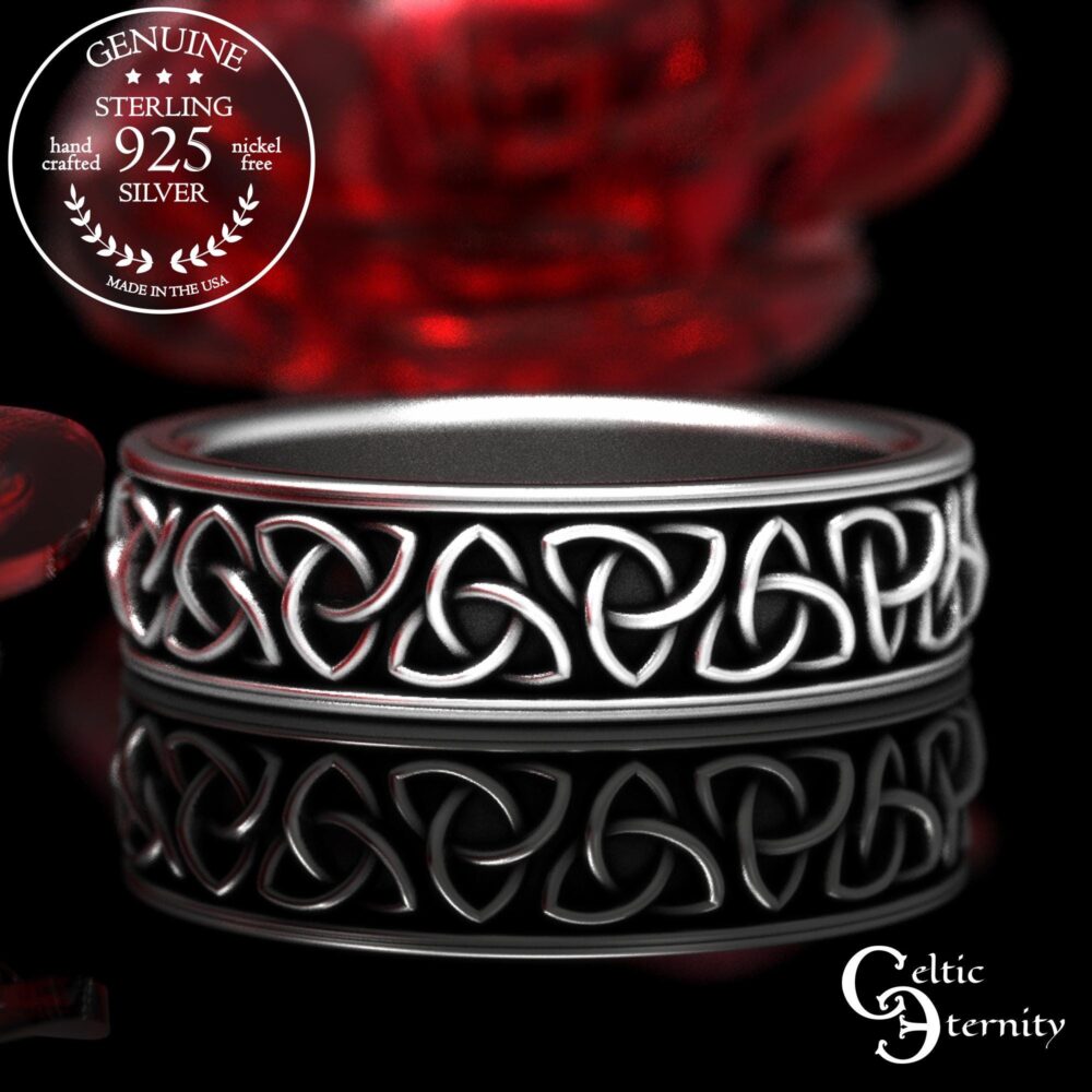 Celtic Trinity Wedding Ring, Knot Band, Ring in Sterling Silver, Womens 1200