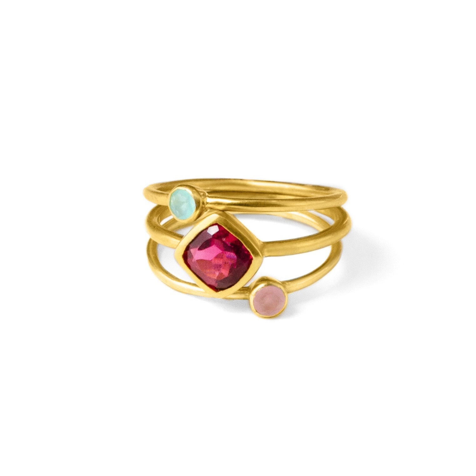 Mom Ring Set Combo Custom Birthstone Set, Mother Daughter Stacking Ring Set Christmas Gift For Wife Gift Stackable Rings