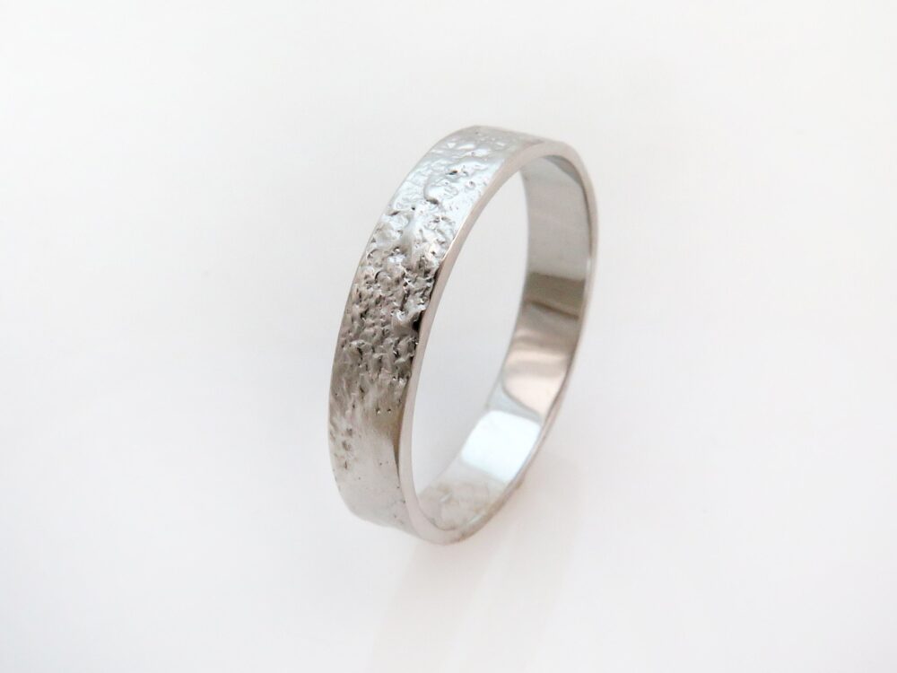 Platinum Wedding Band, Rustic Band Women, Men's Textured Ring, Modern Urban Band