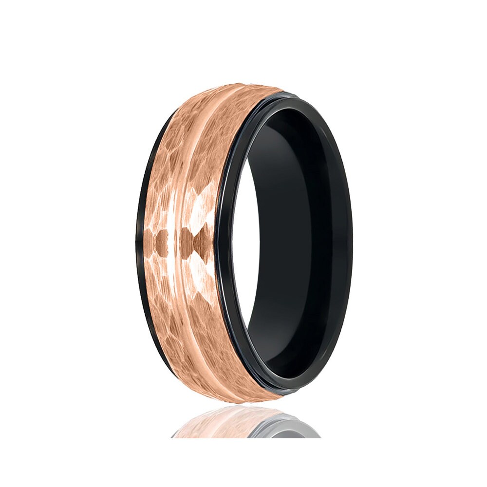 Rose Gold Tungsten, Black Wedding Band, Tungsten Ring, Tungsten Carbide, Ring, Engagement Promise Ring