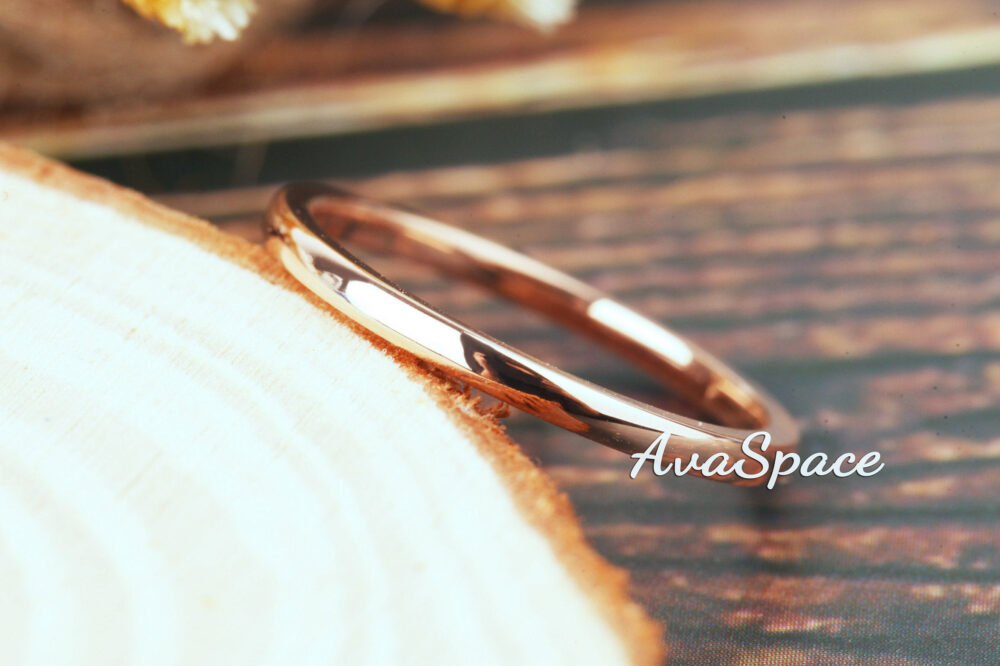 Wedding Band 14K Rose Gold Dainty Ring Stacking Unique Rings For Women Promise