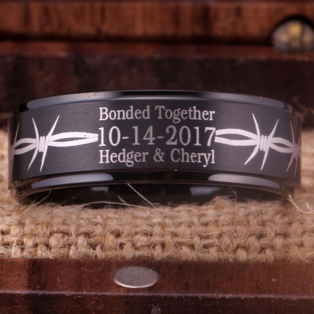 Black Wedding Band Ring Banded Together Thorns Knot Tungsten Carbide Ring 8mm Comfort Fit Anniversary