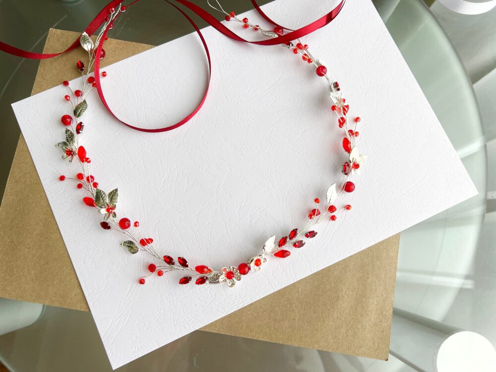 Red Wedding Belt, Crystal Bridal Dress Sash, Sash Rhinestone Prom Belt Silver