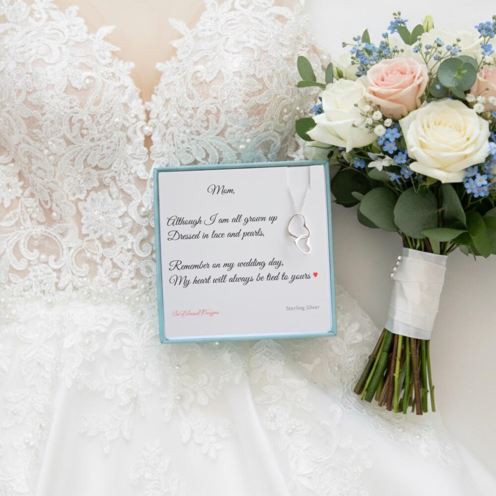 Mother Of The Bride Gift Connecting Hearts, Mother's Necklace, Wedding Jewelry, Thank You Gift To Mom